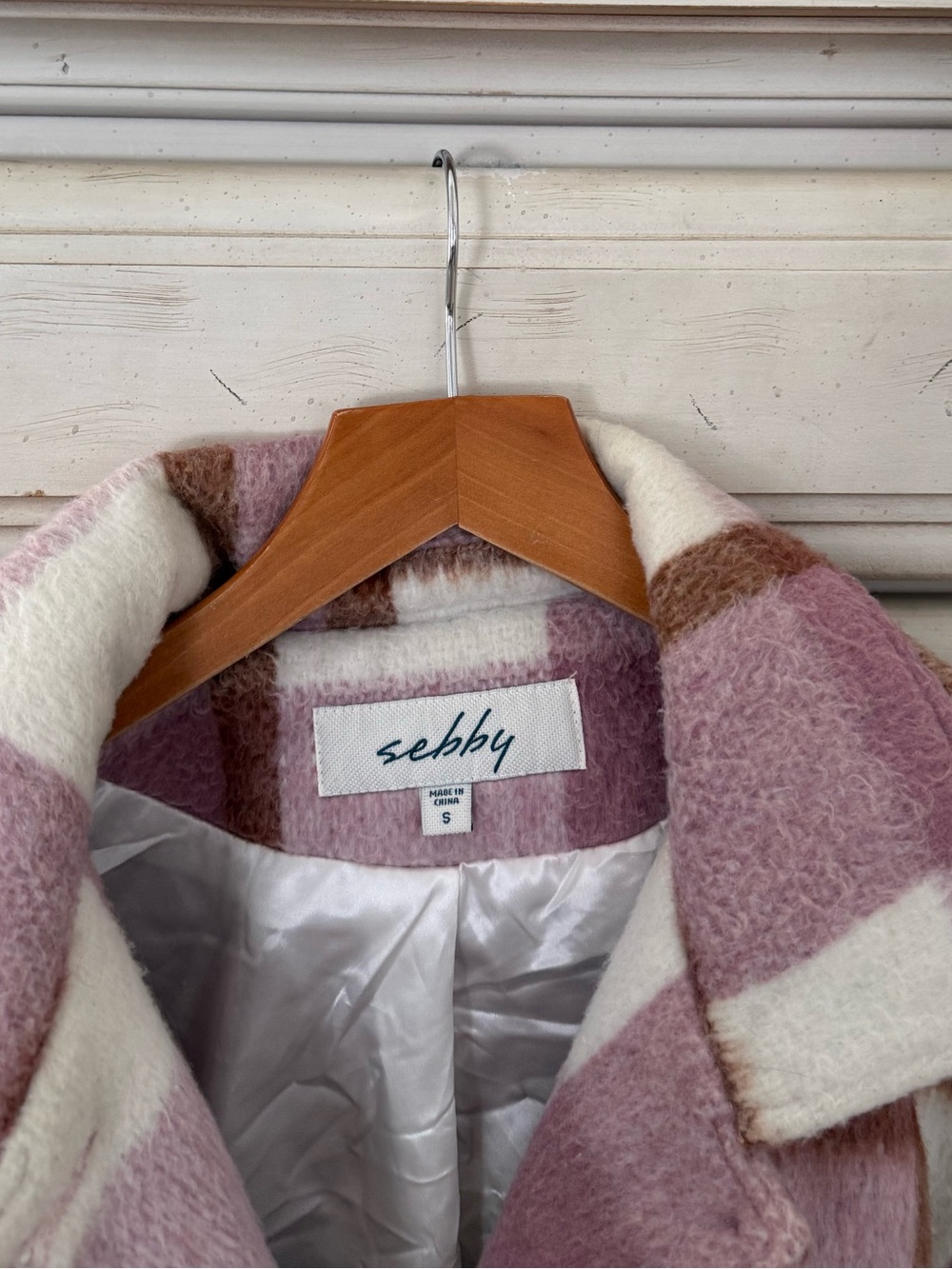 Pink Plaid Wool Shacket - Picture 3 of 4